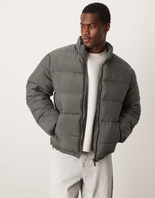 New Look padded puffer jacket in dark grey ASOS