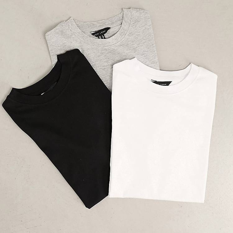 New Look | shirts orde i - Pakke med 3 girlfriend - Man's Original Black Cotton T-shirt With Logo Print - VolcanmtShops - T