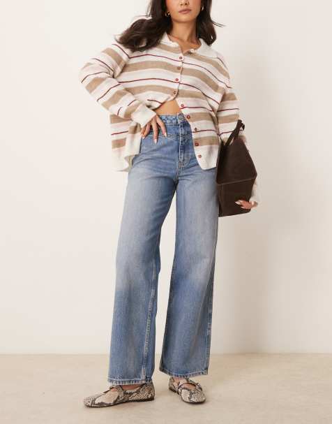 New Look - Palazzo-jeans in blauw - view 1