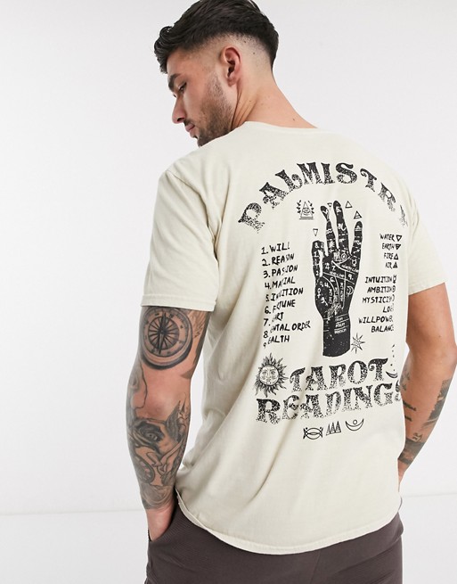 New Look palmistry front and back oversized t-shirt in stone