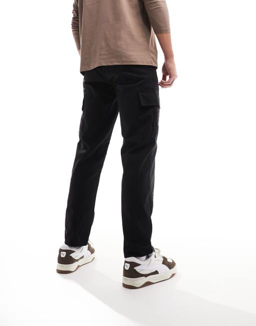 New Look panelled cargo trouser in black