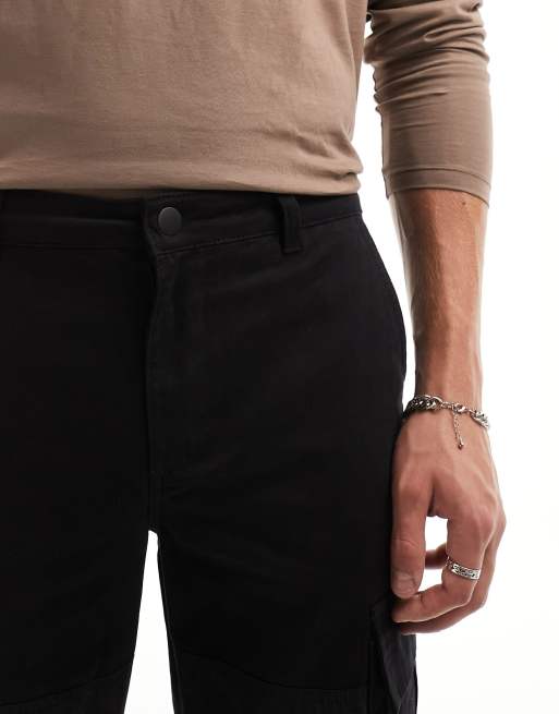 New Look panelled cargo trouser in black, 5 of 5