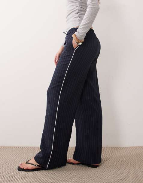New Look - Pantalon ample à fines rayures - Bleu - view 1