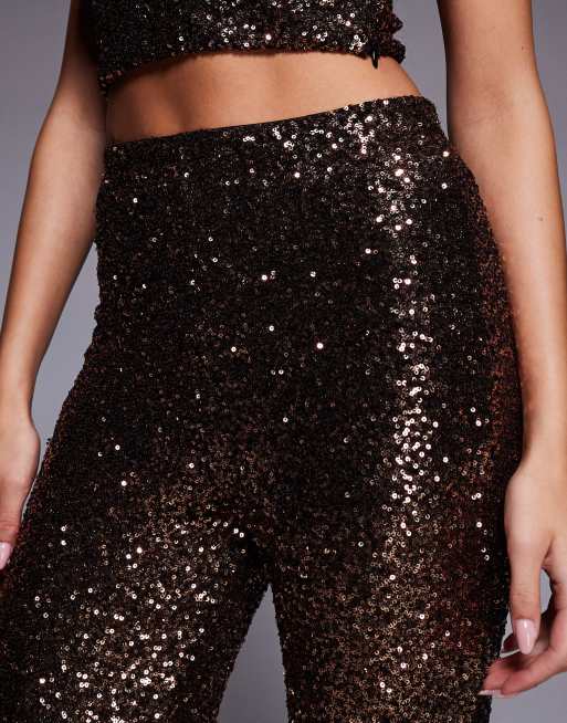 New Look - Pantalon ample d'ensemble orné de sequins - Marron, 4 de 5