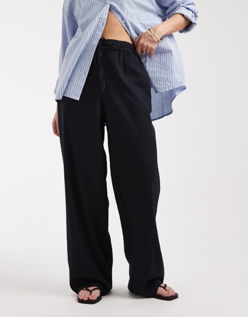 New Look - Pantalon ample en lin - Bleu marine, 2 de 5