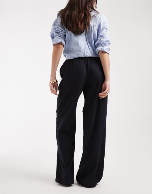 New Look - Pantalon ample en lin - Bleu marine, 4 de 5