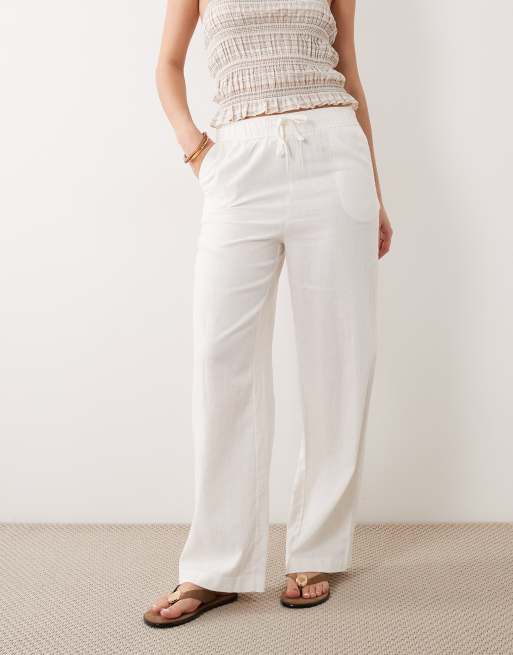 New Look - Pantalon ample en lin mélangé - Blanc, 2 de 5