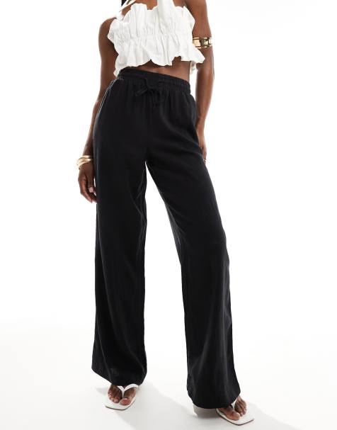 New Look - Pantalon ample en lin - Noir - view 1