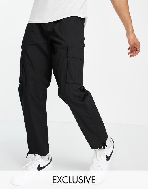 New Look Pantalon cargo droit en tissu ind chirable Noir ASOS