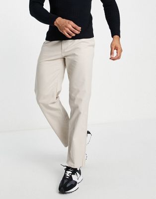 New Look straight chino trousers in stone - ASOS Price Checker