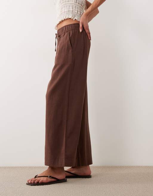 New Look - Pantalon court en lin mélangé - Marron, 2 de 5