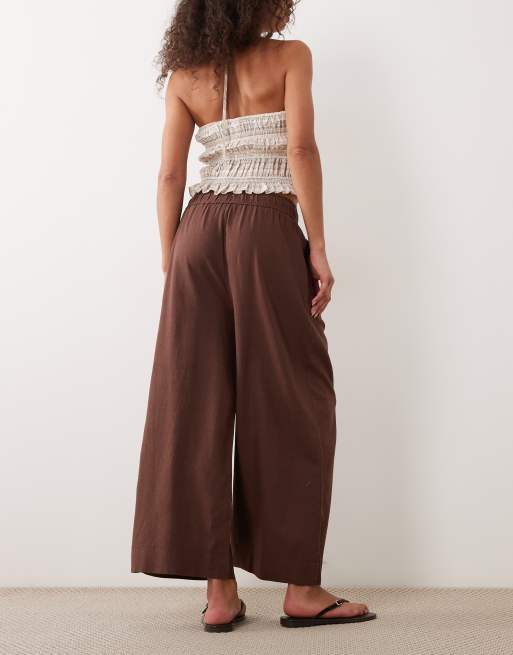 New Look - Pantalon court en lin mélangé - Marron, 5 de 5