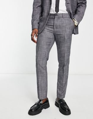 New Look slim suit trouser in dark grey texture - ASOS Price Checker