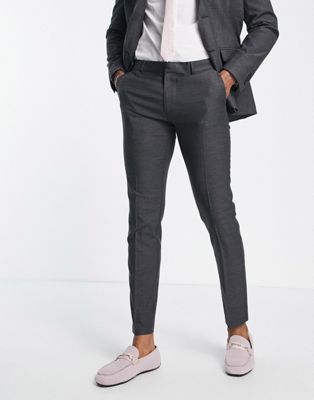 New Look skinny suit trousers in dark grey - ASOS Price Checker