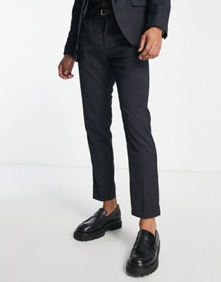 New Look slim suit trouser in navy jacquard   - ASOS Price Checker