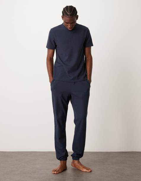 New Look - Pantalon de jogging loungewear d'ensemble en tissu gaufré - Bleu marine - view 1