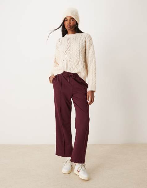 New Look - Pantalon de jogging nervuré avec bande latérale - Bordeaux - view 1