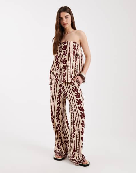 New Look - Pantalon d'ensemble à motif - Marron - view 1