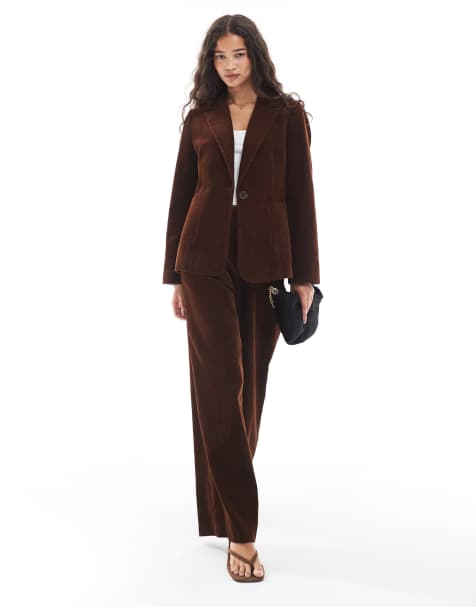 New Look - Pantalon d'ensemble ample en velours côtelé - Marron - view 1