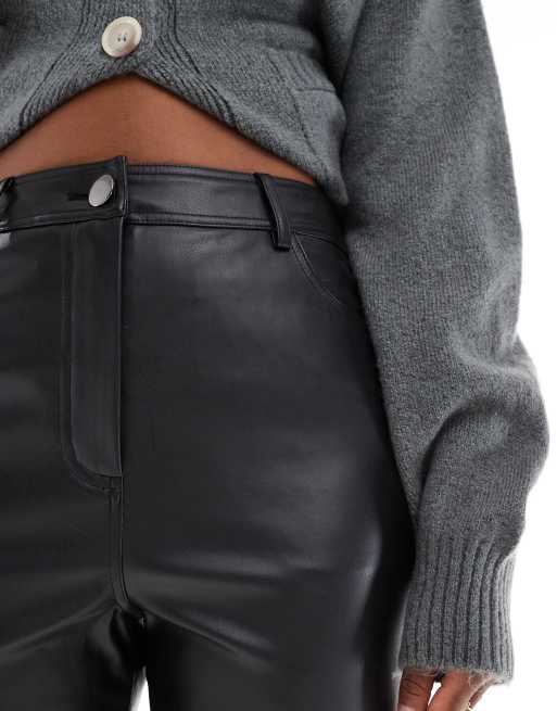 New Look - Pantalon droit en similicuir - Noir, 4 de 5