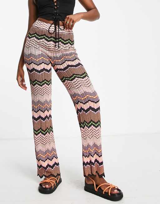 New Look Pantalon en crochet motif zigzag Noir