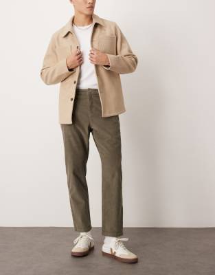 New Look - Pantalon en velours côtelé - Vert olive fumé