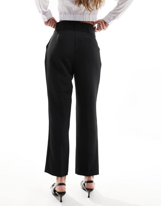 New Look Pantalon habille a taille haute froncee Noir