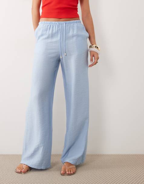 New Look - Pantalon large froissé - Bleu poudré - view 1