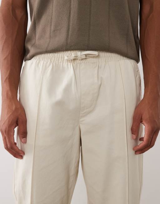 New Look - Pantalon noué à la taille avec plis nervurés - Taupe, 4 de 5