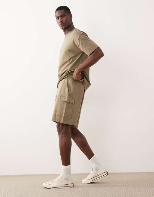 New Look - Pantaloncini cargo kaki slavato in coordinato, 3 di 5