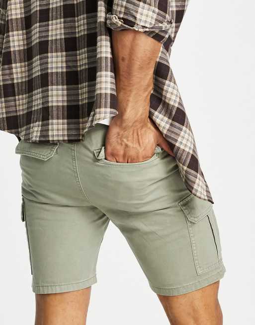 New Look - Pantaloncini cargo slim kaki, 3 di 4