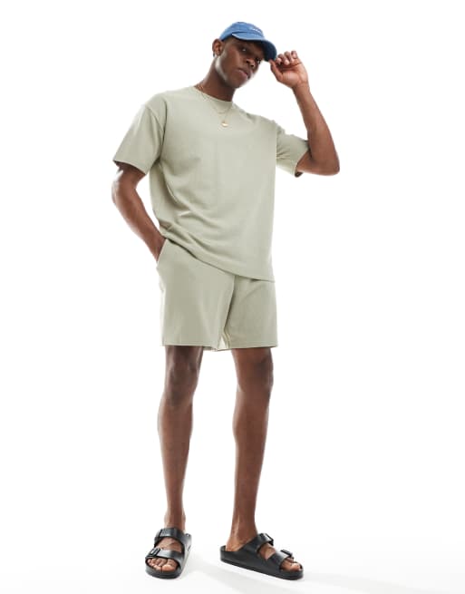 New Look - Pantaloncini color pietra a nido d'ape