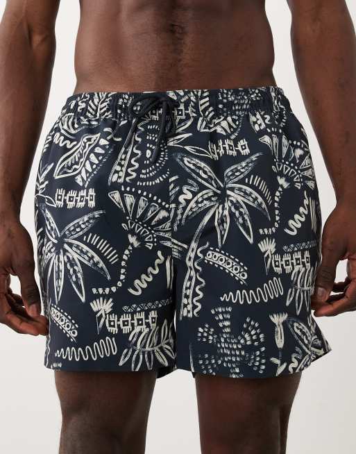 New Look - Pantaloncini da bagno blu navy con stampa di palme, 4 di 5