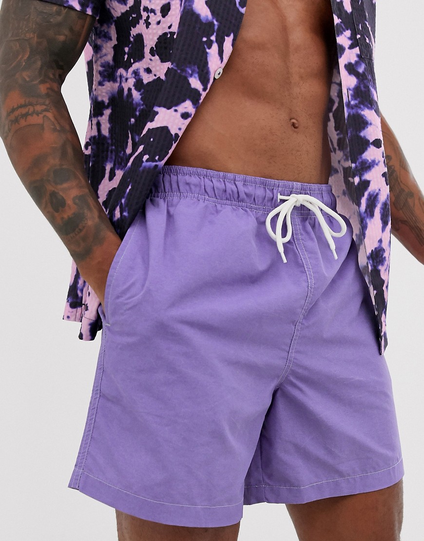 New Look - Pantaloncini da bagno lavaggio acido viola