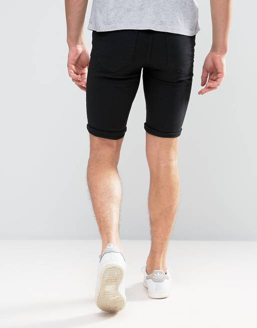 New Look - Pantaloncini di jeans skinny neri, 2 di 4