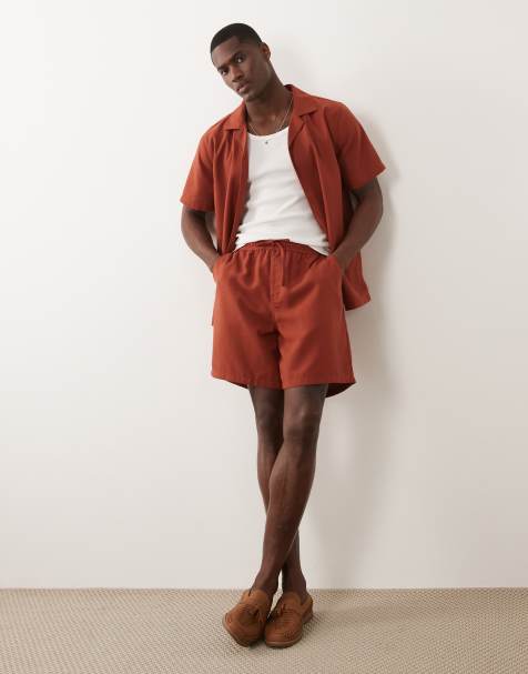 New Look - Pantaloncini effetto lino color ruggine in coordinato - view 1