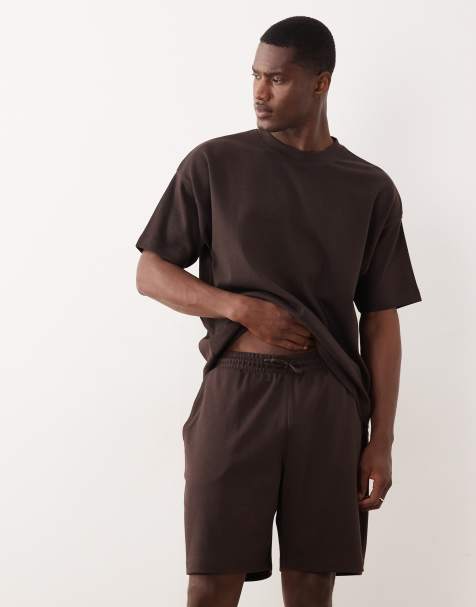 New Look - Pantaloncini in jersey marrone con pannello laterale in coordinato - view 1