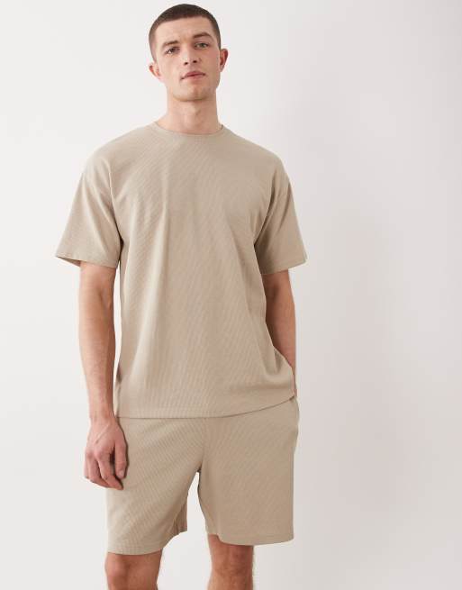 New Look - Pantaloncini in piqué color sabbia in coordinato