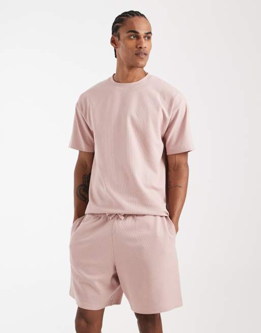 New Look - Coordinato con T-shirt e pantaloncini in piqué rosa, 2 di 3