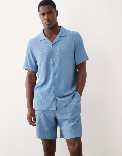 New Look - Coordinato azzurro con camicia stropicciata e pantaloncini, 3 di 3