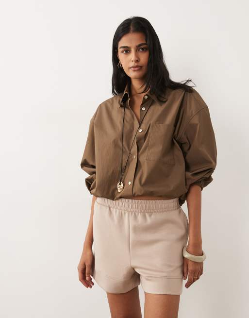 New Look - Pantaloncini morbidi premium beige, 3 di 5