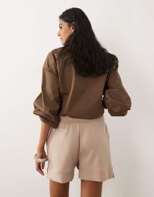 New Look - Pantaloncini morbidi premium beige, 5 di 5
