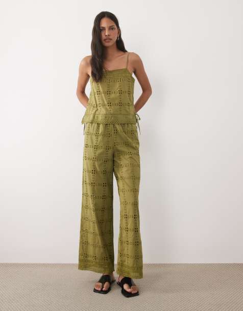 New Look - Pantalones verdes de pernera ancha de croché (parte de un conjunto) - view 1