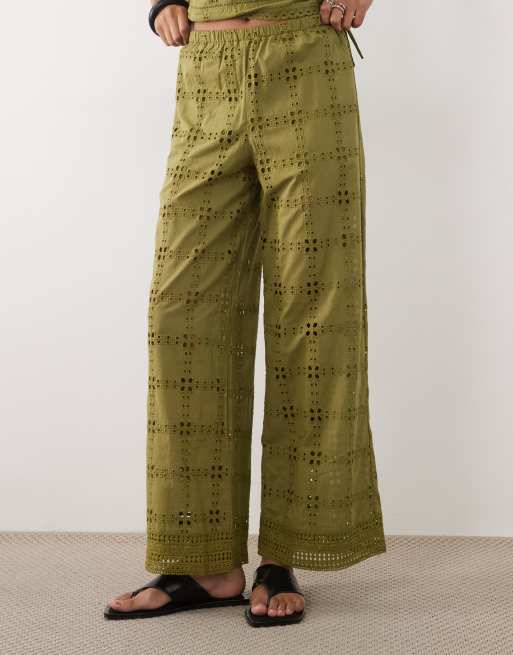 New Look - Pantalones verdes de pernera ancha de croché (parte de un conjunto), 5 de 5