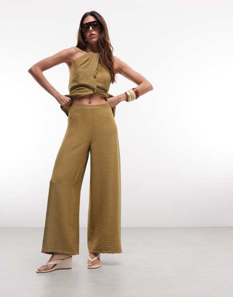 New Look - Pantaloni a fondo ampio kaki in coordinato - view 1