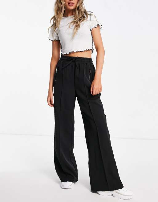 New Look - Pantaloni a fondo ampio neri con zip