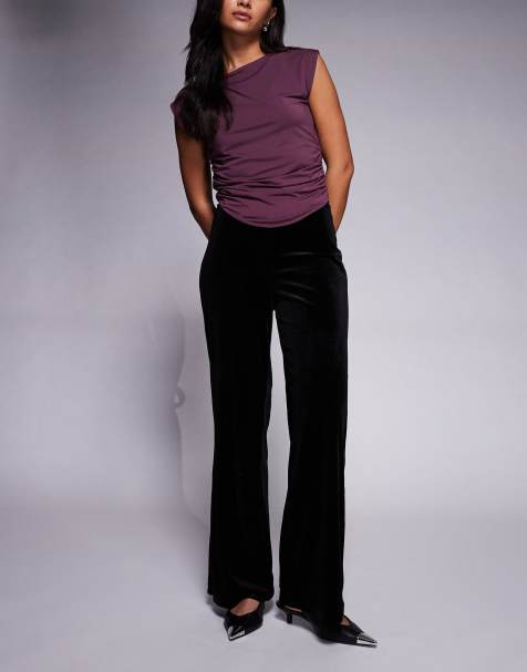 New Look - Pantaloni a fondo ampio neri in velluto - view 1