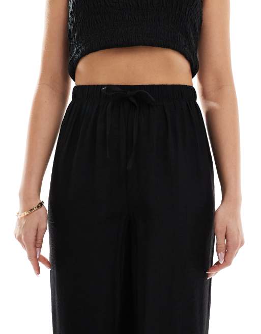 New Look - Pantaloni a fondo ampio stropicciati neri, 4 di 5
