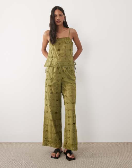 New Look - Coordinato verde con top a canottiera e pantaloni traforati, 3 di 3