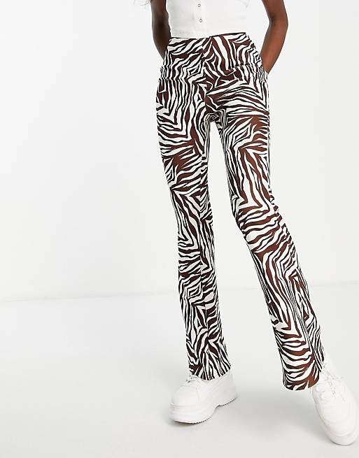 Pantaloni a zampa con motivo e stampa zebrata Asos Donna Abbigliamento Pantaloni e jeans Pantaloni Leggings & Treggings 